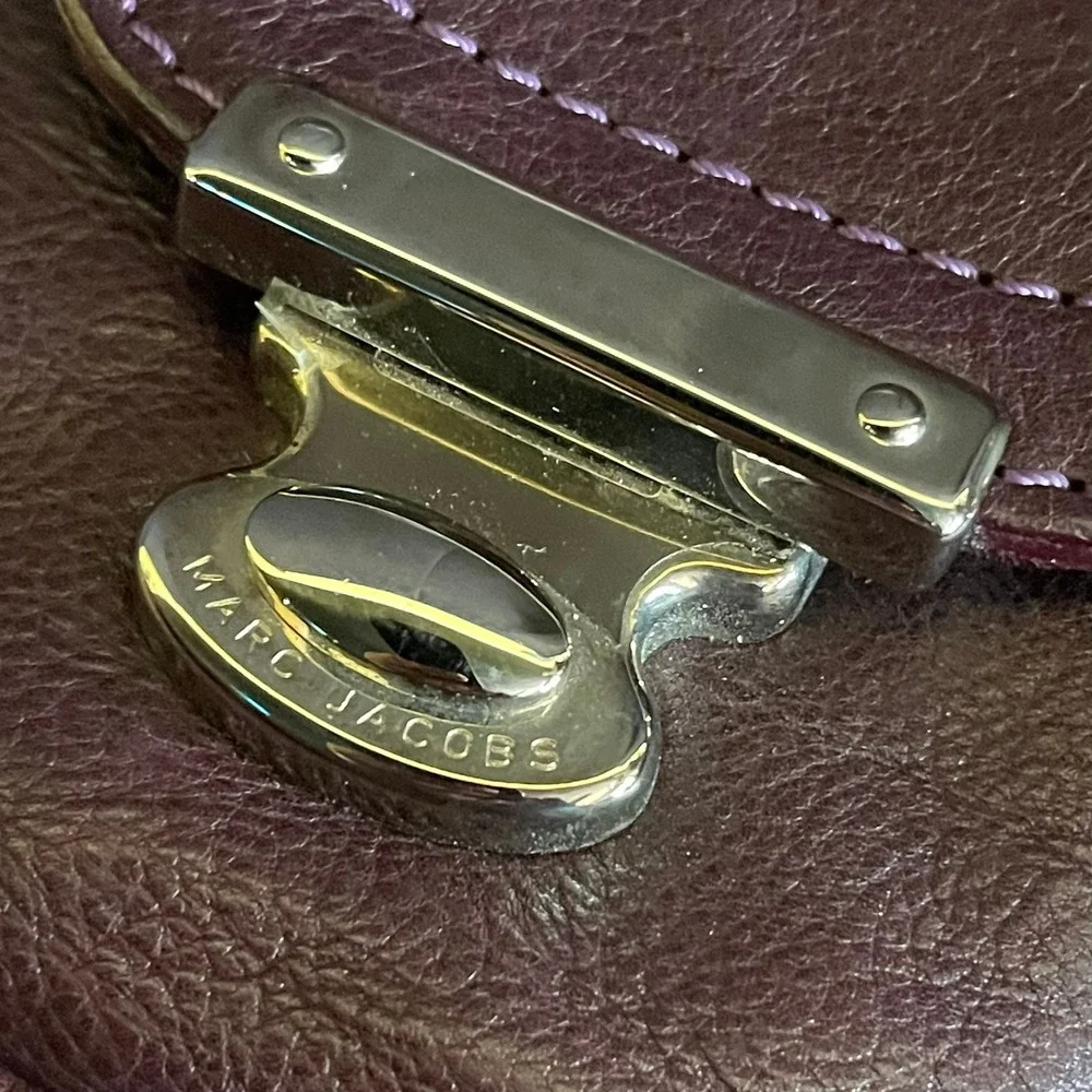 Marc Jacobs Mini Sofia Hobo Bag Women Small Purple Leather Good Push Lock Italy